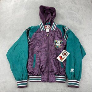 Vintage Anaheim Mighty Ducks NWT Men's Size Small Bomber Jacket NewFace x NHL